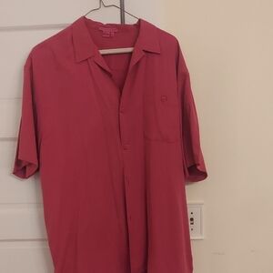 Men's Classic 100% silk Button-Down Shirt in Vibrant Rose